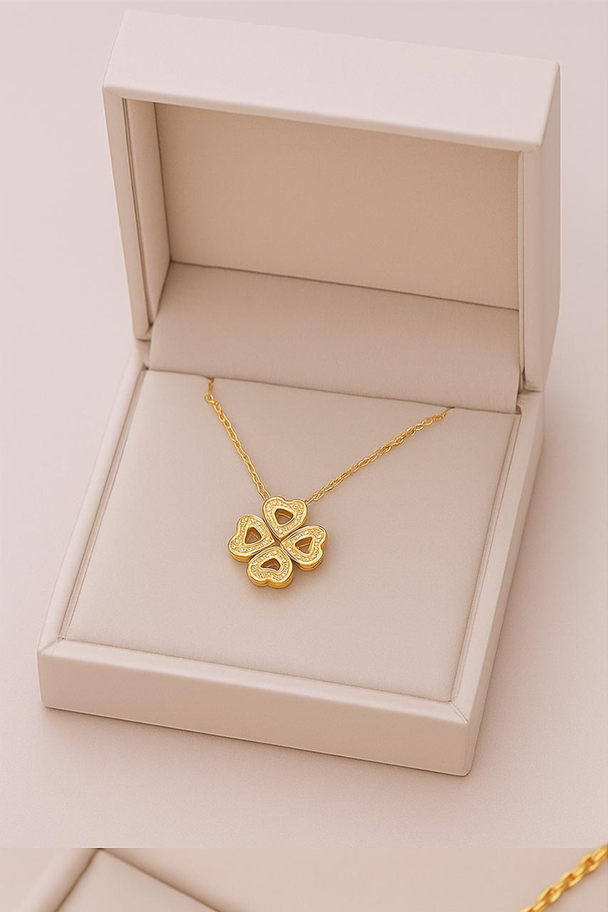 Collar Trébol de Amor – Amuleto de Suerte y Corazón